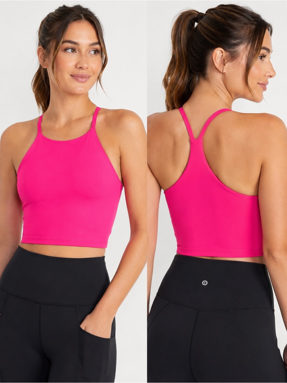 Old Navy PowerSoft Longline Sports Bra Women’s Medium Hot Pink Built In Bra NEW
